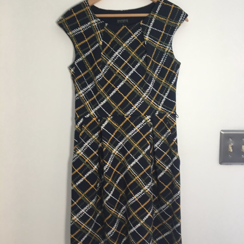 Enfocus Studio, sleeveless, navy print dress dress, size 6